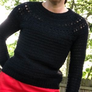 Black Ralph Lauren open knit sweater, Petite Med